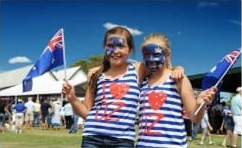 Children with Australian flags