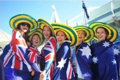 Supporters wearing flags